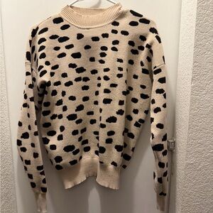 Cream and black cheetah print sweater